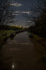 2212-0023 - Boats moored at Calveley Turnover Bridge (by moonlight)  -  December 07, 2022