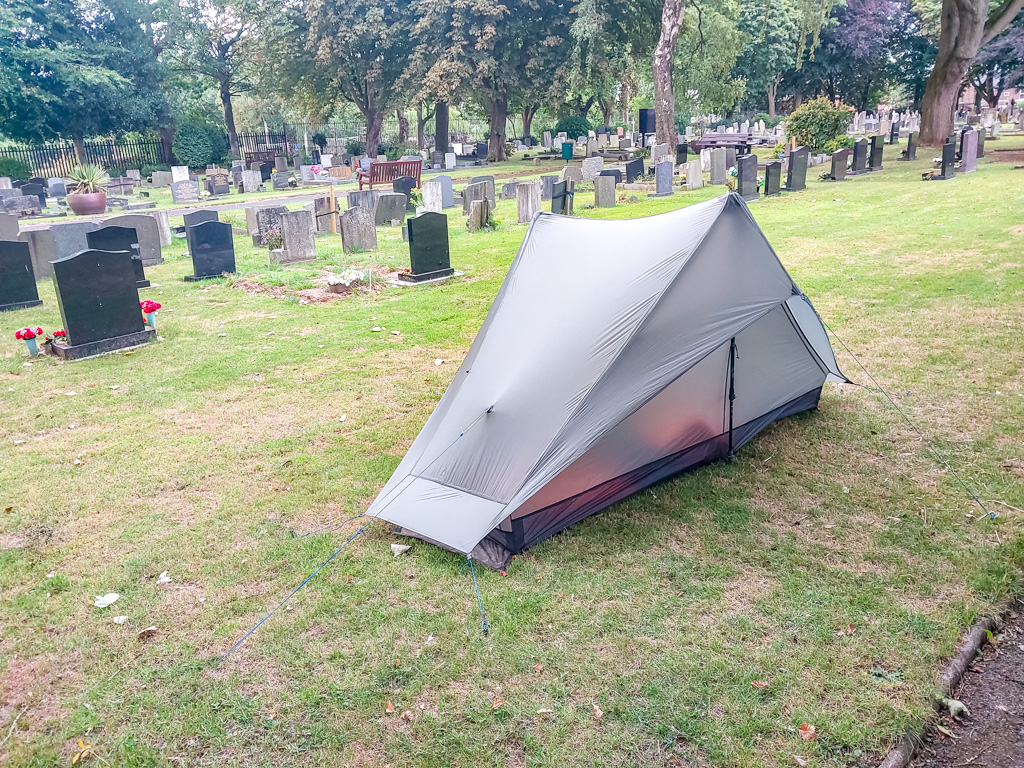 <center>2507-0036 - Tent in Hollinfare Cemetery -  July 30, 2025  <br>  (1/50 sec at f / 1.8 ISO 160    4 mm) </center>